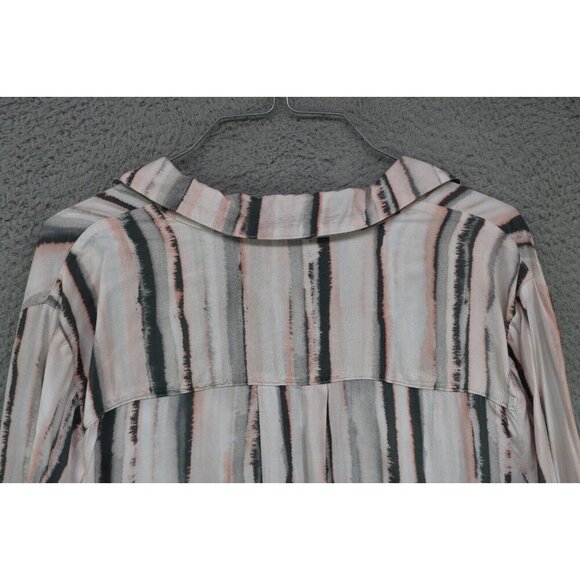 Cloth and Stone Anthropologie Long Sleeve Striped Button Up Top-Medium-Hi Lo - Picture 11 of 11